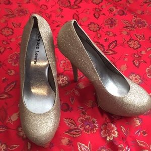 Jacques Lavigne silver sparkle 5 inch heels